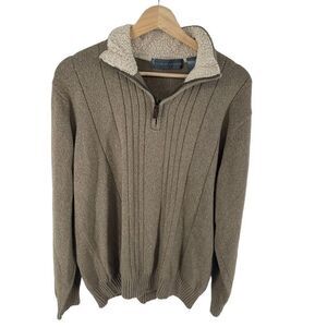 Oscar De La Renta men’s Long Sleeve Pullover Sweater Beige Tan Size XL